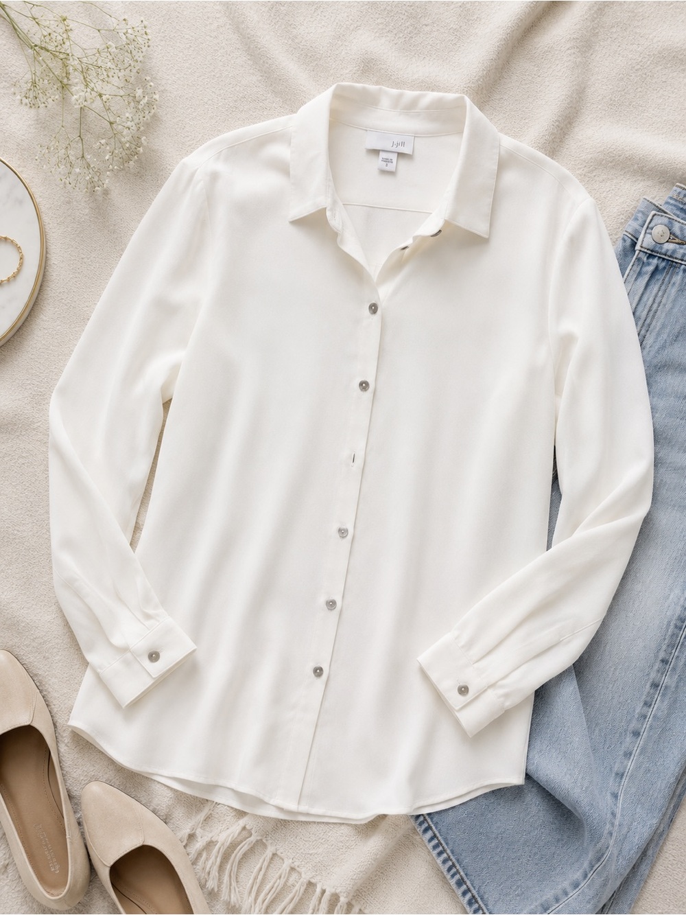 J. Jill Classic White Button-Down Shirt - Elegant Women's Top